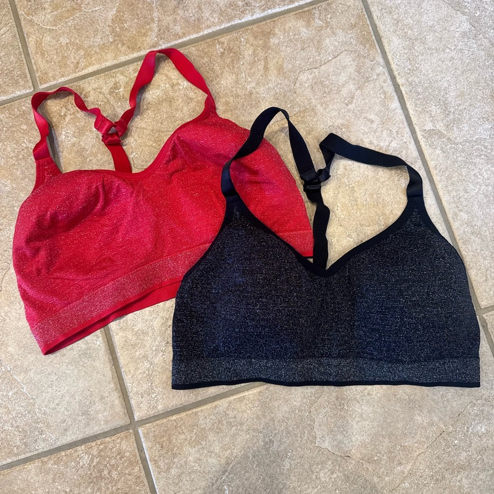 Half moon active metallic sports bras